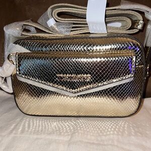 Michael Michael Kors Maisie Gold Camera Crossbody Bag w/ Pouch NWT MSPR $498